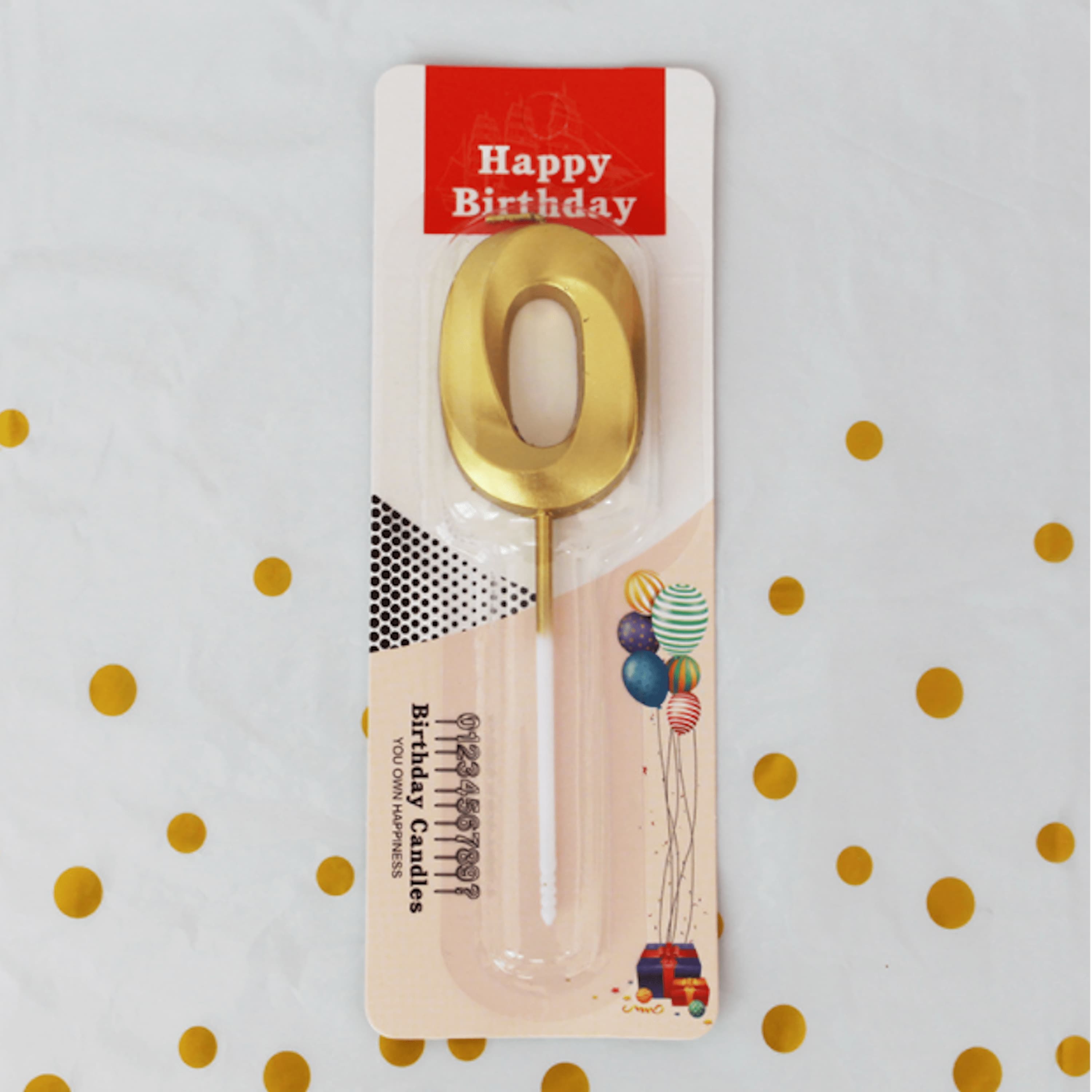 0 Metallic Number Candle (Gold)