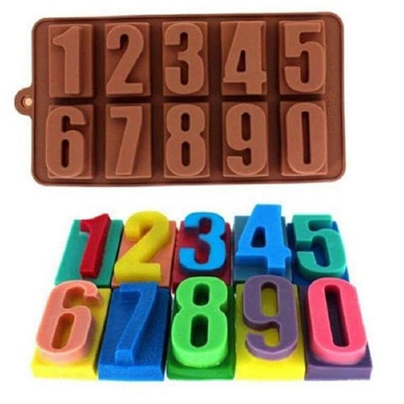 10 Cavity - Number Design Silicone Chocolate Mould (0–9) - Pack of 1