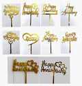 10 pc Super Value Bulk Pack Happy Anniversary Imported Acrylic Toppers 5-7" Appx (10 pcs Pack) 1 mm Thick Appx