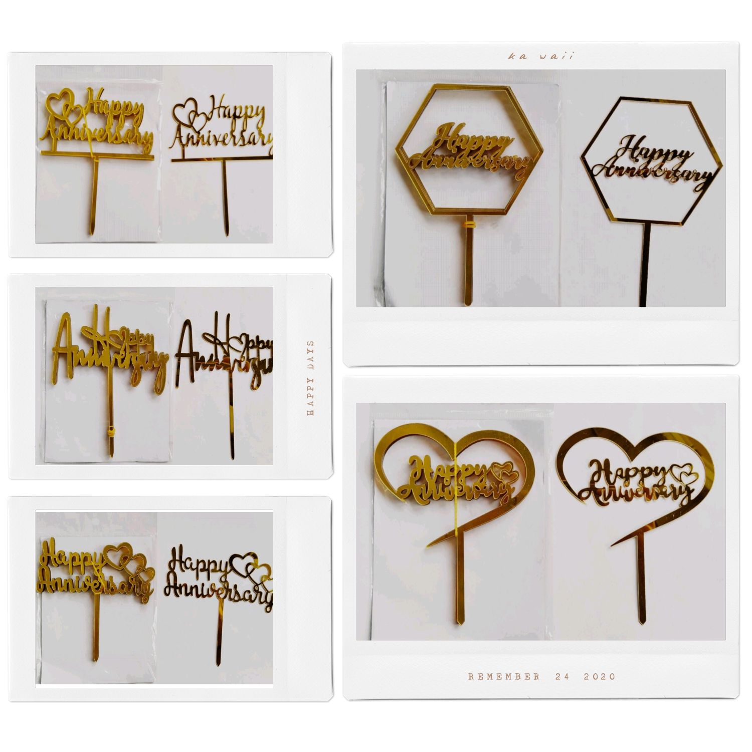 Super Value Bulk Pack Happy Anniversary Imported Acrylic Toppers 5-7" Appx (10 Pcs Pack) 1 mm Thick Appx