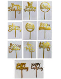 10 pc Super Value Bulk Pack Happy Birthday Imported Acrylic Toppers 5" Long + Appx (10 pcs Pack) 1 mm Thick Appx