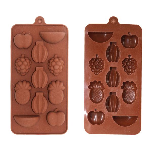 11-Cavity - Fruits Shape Silicone Chocolate Mold - Non-Stick Baking & Candy Making Tray - 1 Piece