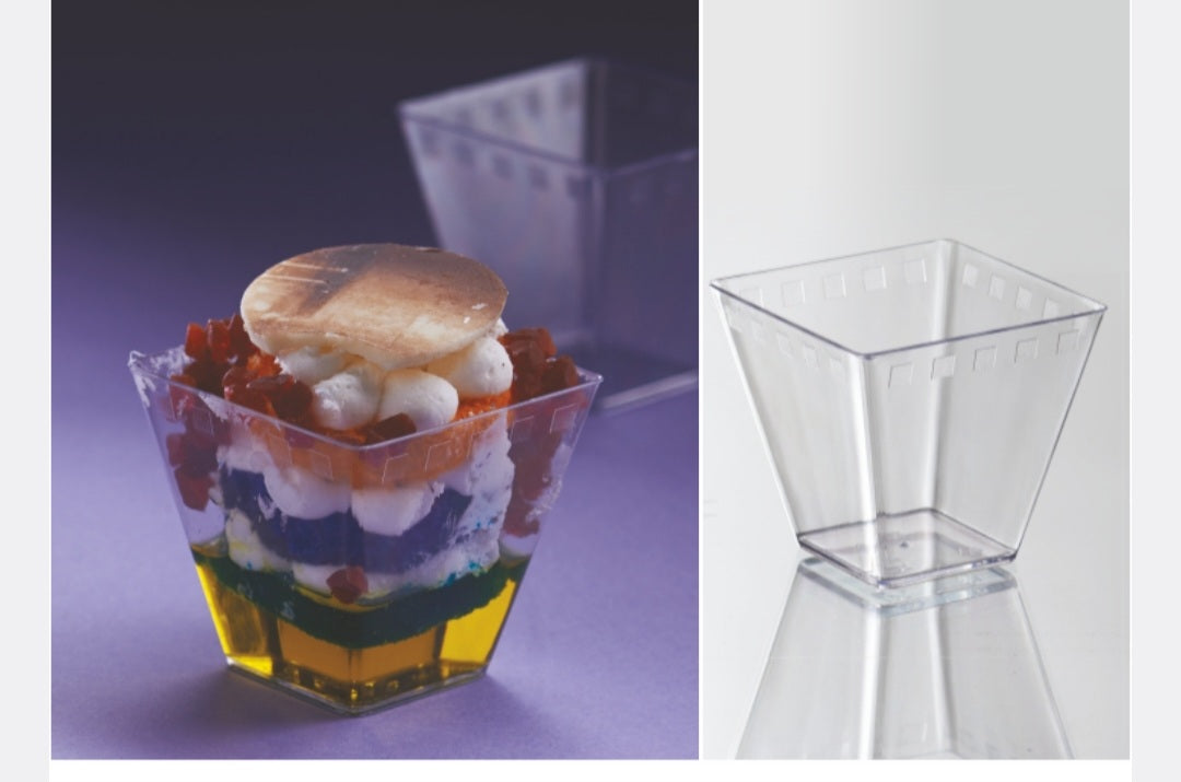 125 ml Big Square Desert Cup/ Snack / Salad Glass PS