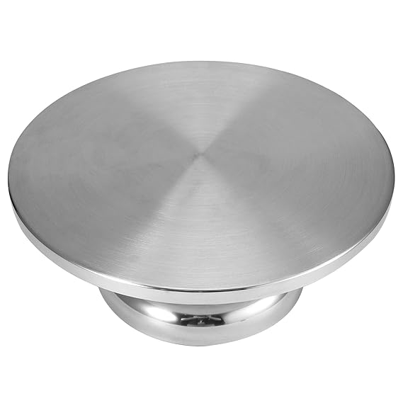 12 Inch Rotating Cake Stand - Stainless Steel - Elegant Round Cake Rotating Stand - 1 Piece