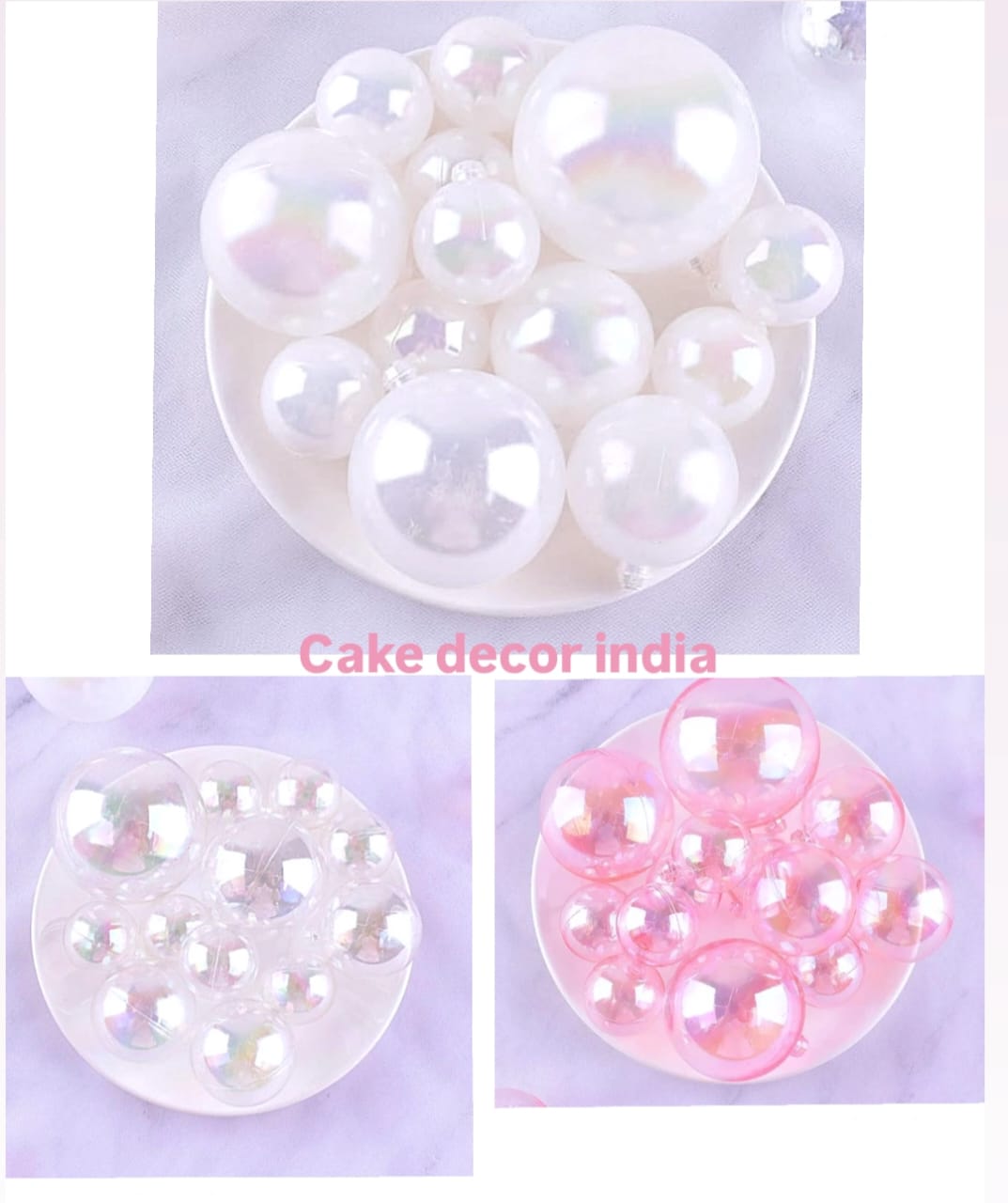 12 Pcs Pack Dazzle Ball Assorted color 3 Sizes Colors Transparent, Pink, White