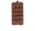 15-Cavity - Christmas Theme Silicone Chocolate Mould - Fun Cartoon Shapes - Non-Stick Baking & Candy Making Tray - 1 Piece
