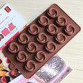 15-Cavity - Swirl Rose Shape Silicone Chocolate Mold - Non-Stick Baking & Candy Making Tray - 1 Piece