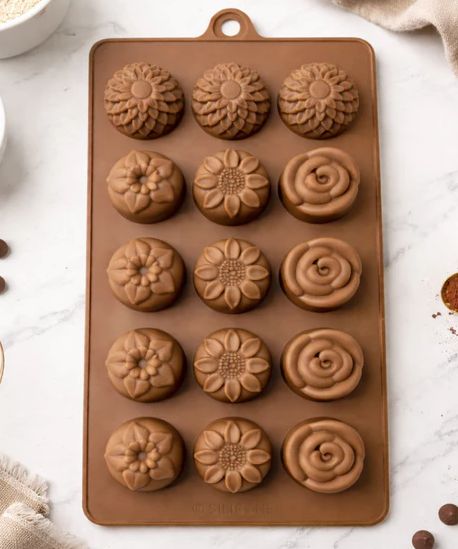 15 Cavity - 4 Mixed Flower Design - Silicon Chocolate Mould - Pack of 1