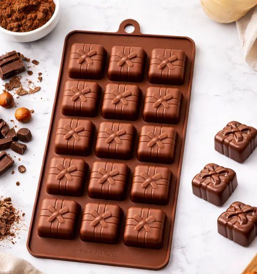 15 Cavity - Gift Box Shaped Silicon Chocolate Mould - Pack of 1