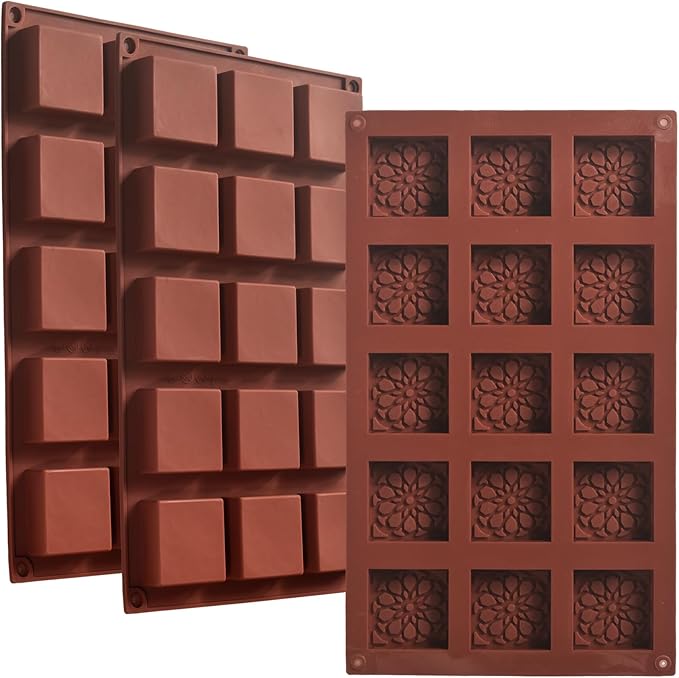 15 Cavity Square Floral Silicone Mould - Mini Dessert & Chocolate Mold - Pack of 1