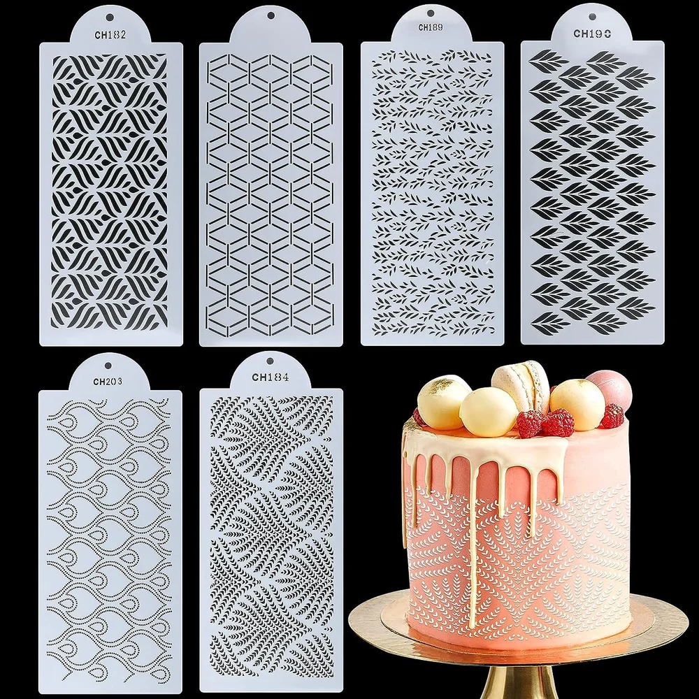 15x39cm - Multi Design Pattern Cake Stencil - DIY Crafts & Baking - Reusable Sheets - 1 Piece