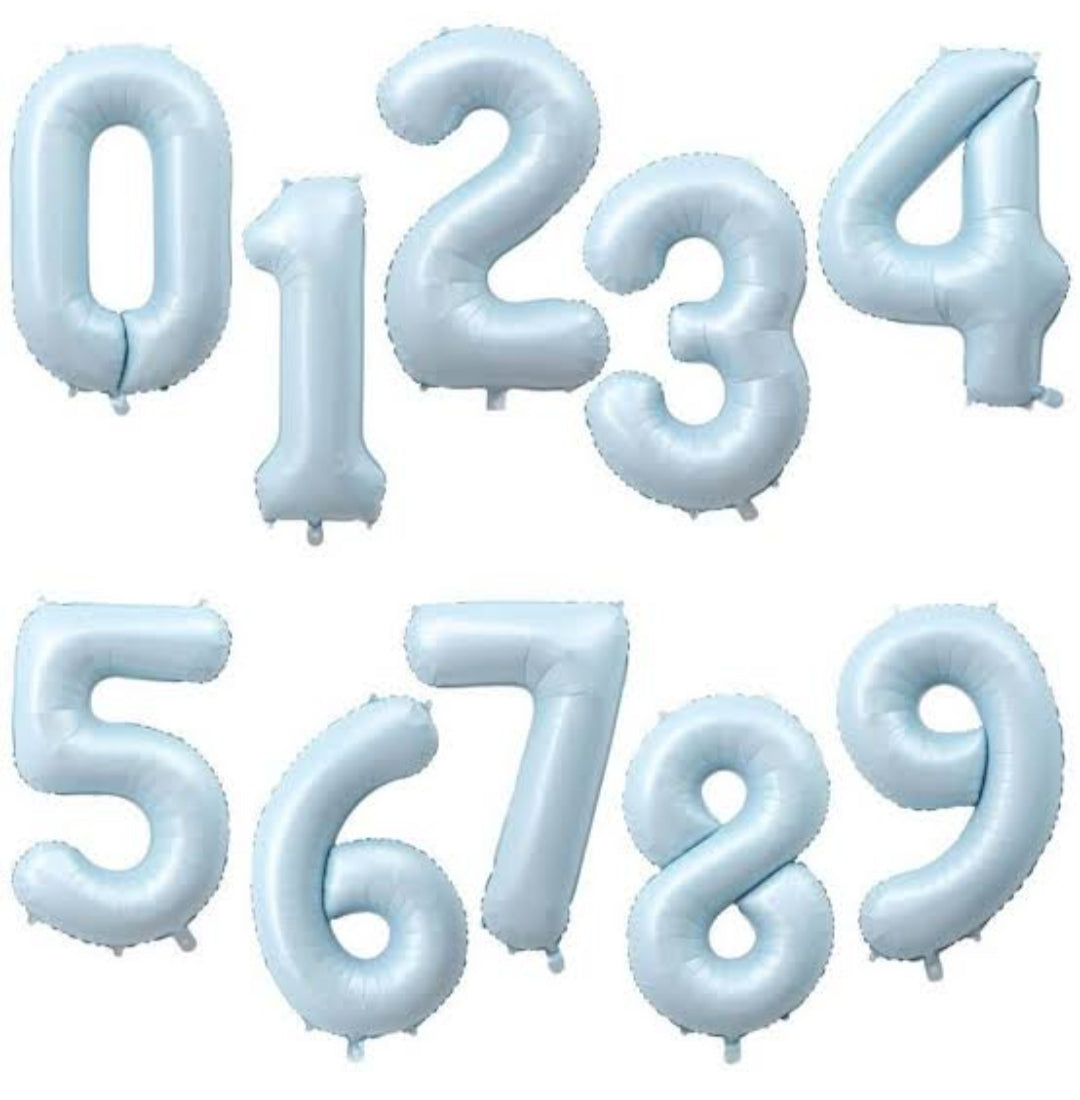 16" New Color Blue Pastel Number Foil Balloon