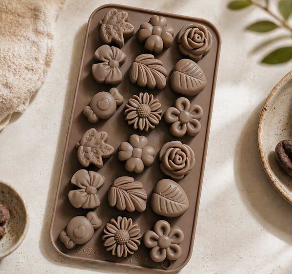 18 Cavity - Mixes Floral & Botanical Design Silicon Chocolate Mould - Pack of 1