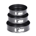 18cm, 20cm, 22cm Tin Cake Mould Round Shape Making Tray - 3-Pieces - Black - Non Stick