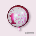 18" First Birthday Girl Foil Balloon Loose Pack