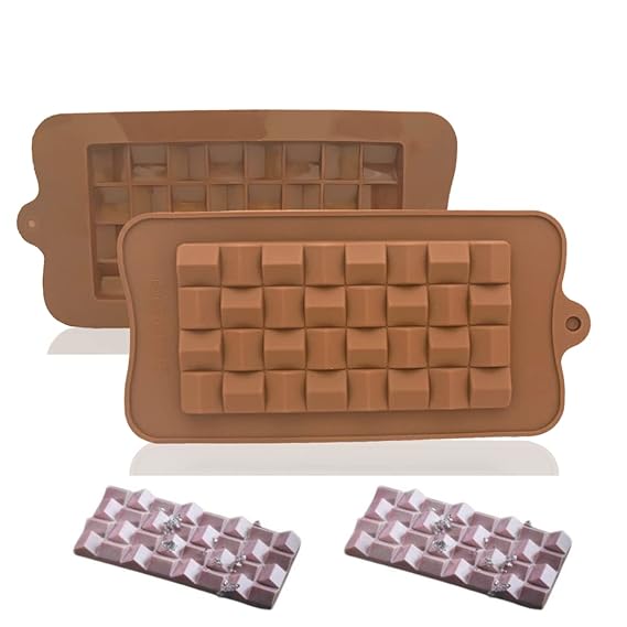 1 Cavity - Chunky Square Grid Chocolate Bar Silicone Mould - Pack of 1