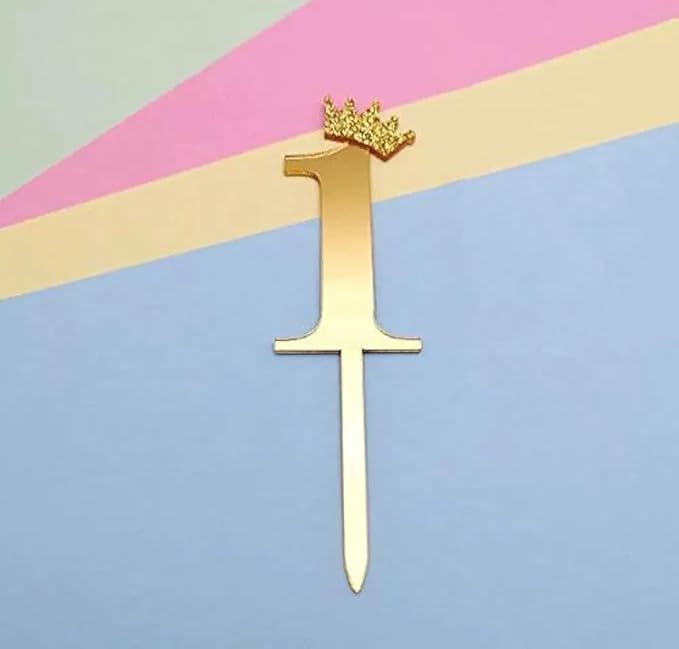 1 Number Imported Crown Acrylic Glitter Number Topper
