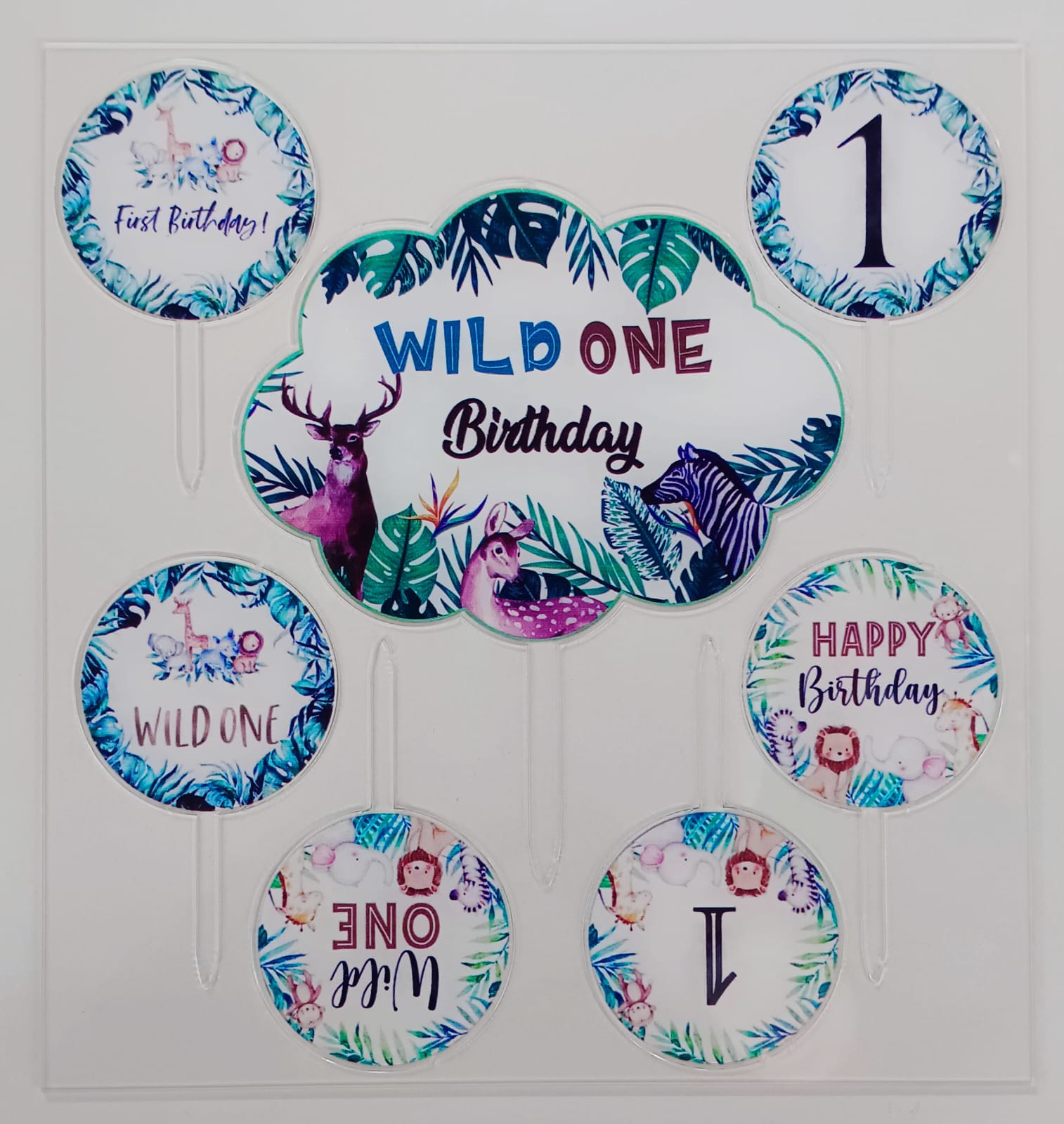 1st Birthday Theme Acrylic Topper Set