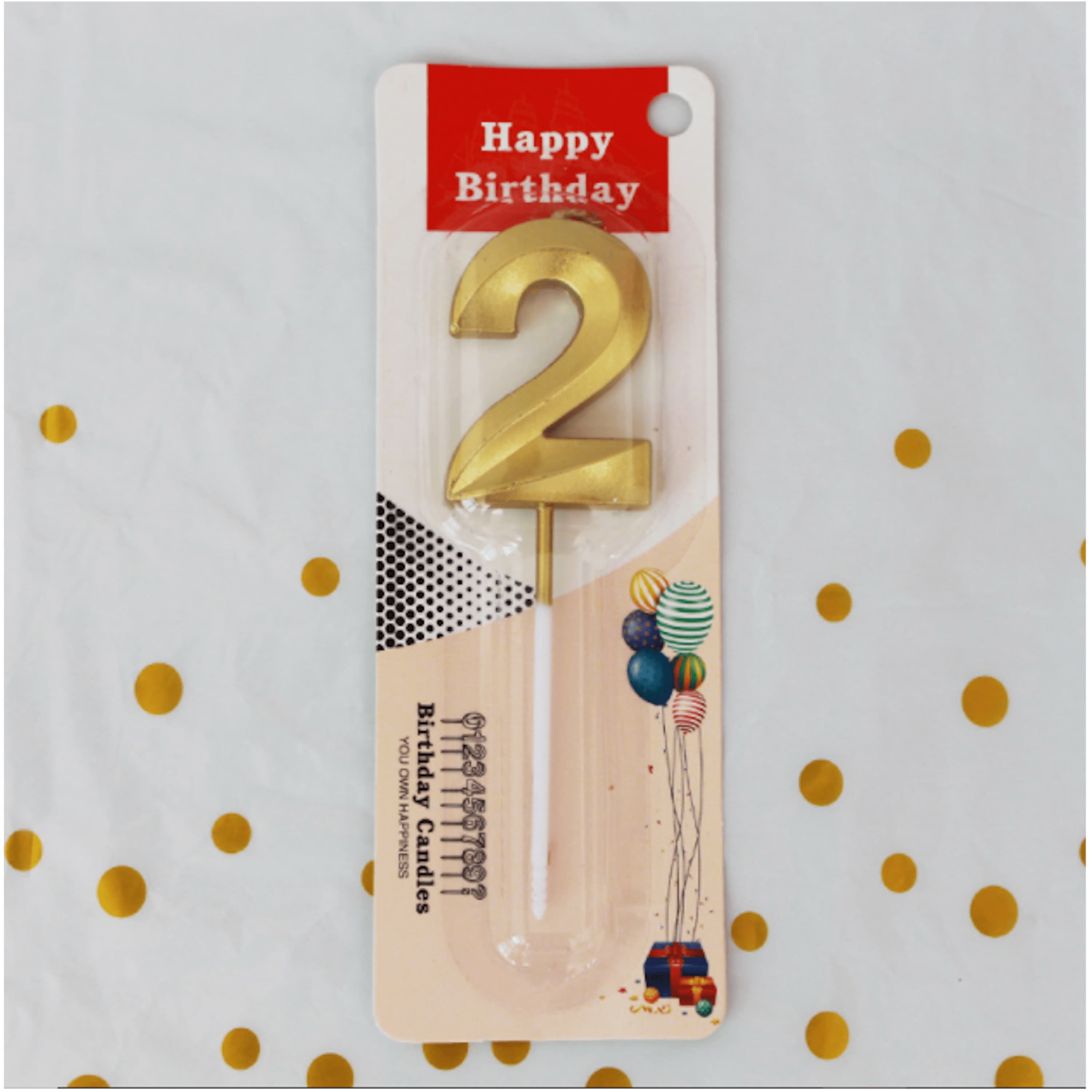 2 Metallic Number Candle (Gold)