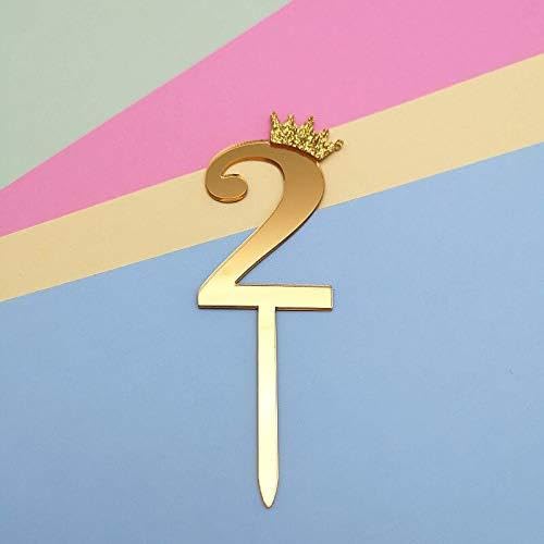 2 Number Imported Crown Acrylic Glitter Number Topper