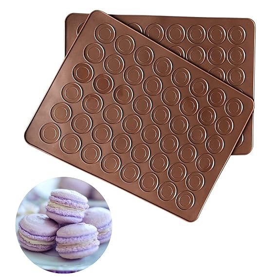 38.5x28 cm Silicone Macron Baking Mats, Non-Stick Silicone Baking Mats, Food Safe Baking Mat, Great For Macron, Cookies, Bread, Pastry, Dessert (48 Cavity) - 1 Piece