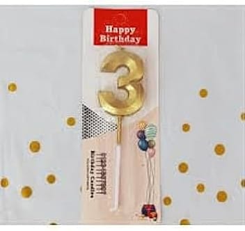 3 Metallic Number Candle (Gold)