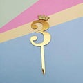 3 Number Imported Crown Acrylic Glitter Number Topper