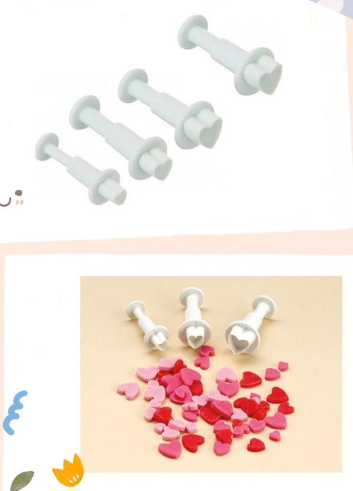 3 pcs Heart Plunger Cutter