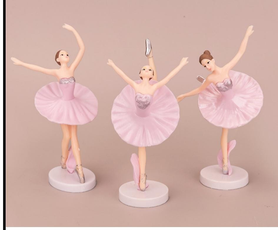 3 Pcs Ballet Girl Plastic Cake Decoration