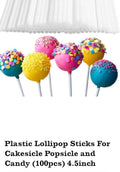 4.5 Inch Plastic Lollipop Stick 100 Pcs Pack Appx