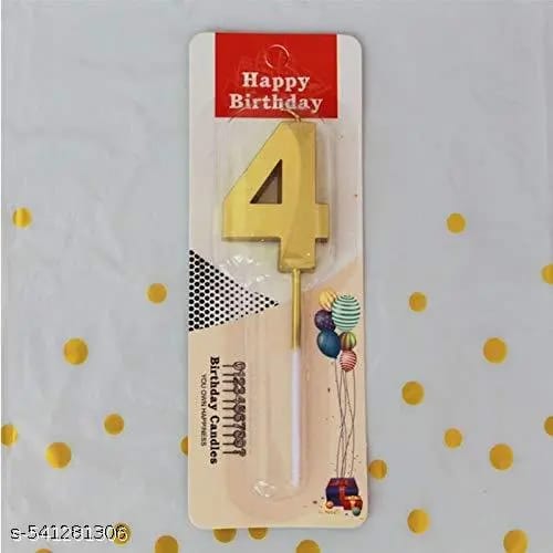 4 Metallic Number Candle (Gold)