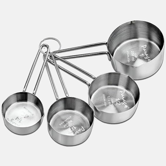 4 Piece Liquid Measuring Cup Set - Stainless Steel