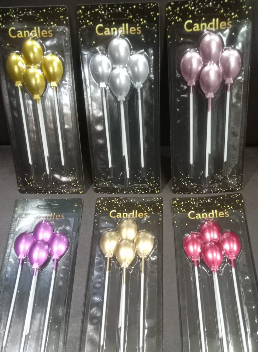 4 pcs Heavy Quality Balloon Shape Candle Assorted Colors