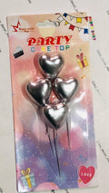 4 Pcs Packet Heart Topper Silver