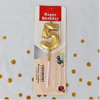 5 Metallic Number Candle (Gold)