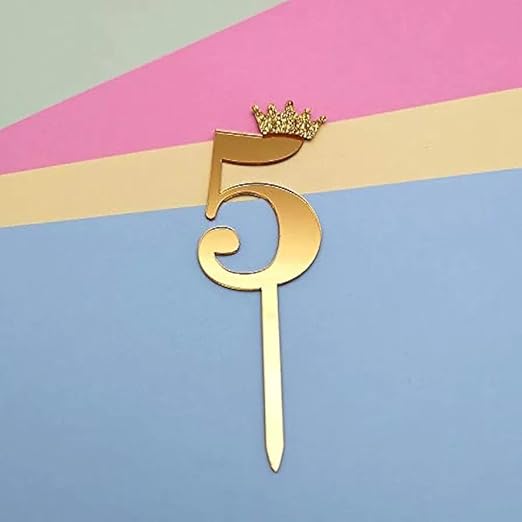 5 Number Imported Crown Acrylic Glitter Number Topper
