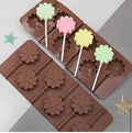 6 Cavity - Daisy Flower Lollipop Silicone Chocolate Mould - Pack of 1