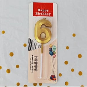 6 Metallic Number Candle (Gold)