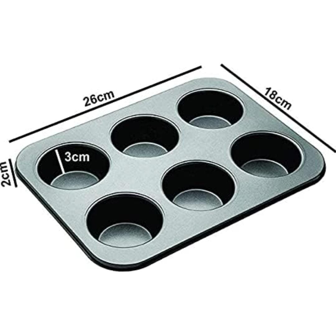 6 Pcs Cavity Muffin Cup Cake Mould Liner