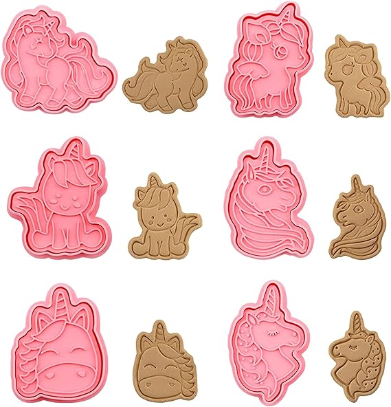 6 Piece Unicorn Cookie Cutters, Children's 3D Fondant Biscuit Cutters - Perfect for Baking