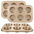 6 Slot Tray Cup Muffin Pan Tins Mould - Baking Cupcake - Non-Stick Mould - Reusable Tray Pan Mould - Non-Stick (Chrome Gold)