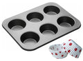 6 Slot Tray Cup Muffin Pan Tins Mould - Baking Cupcake - Non-Stick Mould - Reusable Tray Pan Mould - Non-Stick (Black)