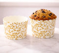 6 cm - White and Gold Floral Design Muffin Cups - Pack of 50