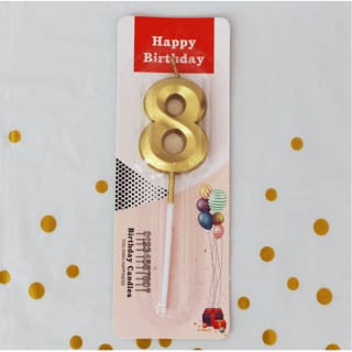 8 Metallic Number Candle (Gold)