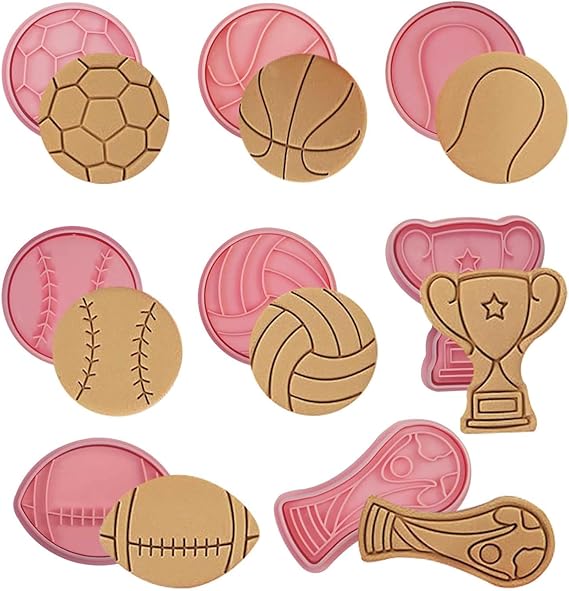 8Pcs Biscuit Mould, Non-stick Multi-purpose DIY Cartoon Biscuit Cutter, BPA Free, Football Rugby Cookie Template