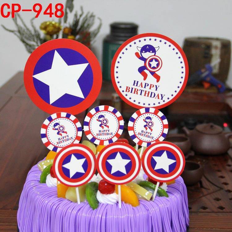 8 Pcs Captain Cake Decoration Cup Cake Paper Decoration