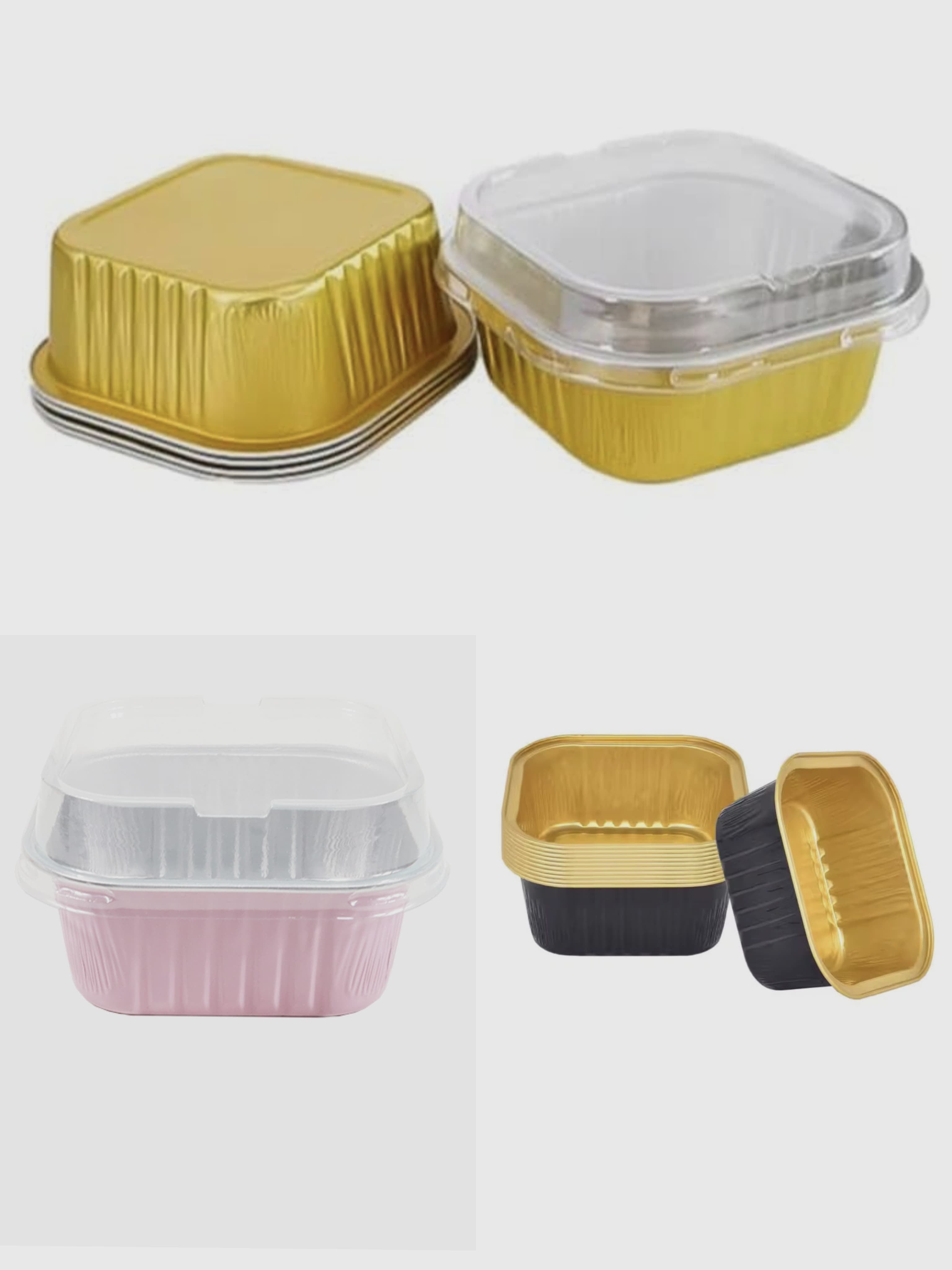 Aluminum Square Boxes With Lid Golden Color