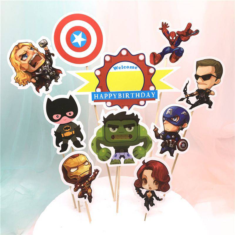 Avenger Cake Decoration Cup Cake Paper Decoration 10 Pcs Stick Per Pkt