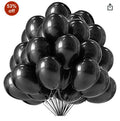 Black Metallic Latex Balloons - 50 Pcs