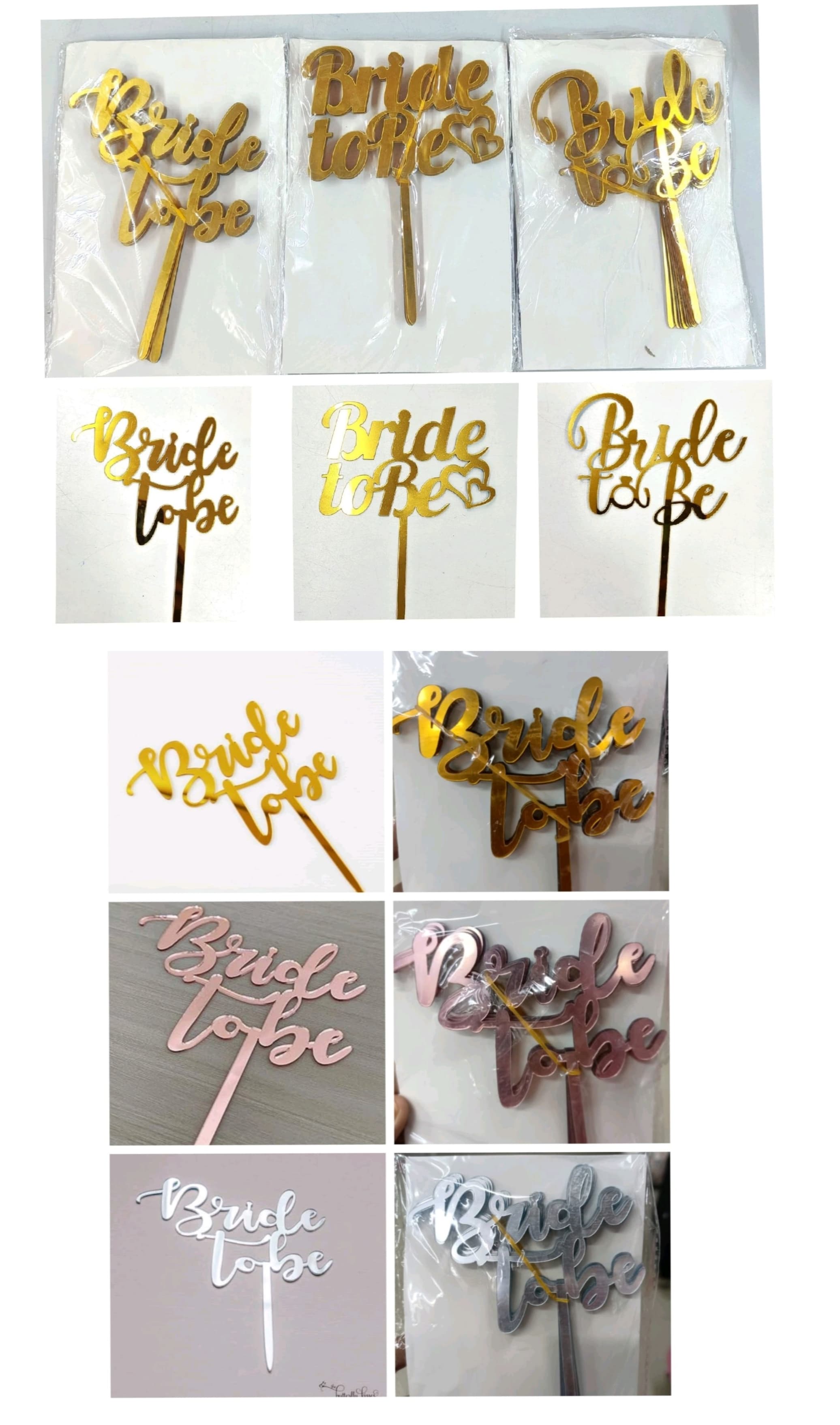Bride to Be - 10 pc Super Value Bulk Pack Imported 5" + Acrylic Toppers 5-7" Appx 1mm Thick Appx